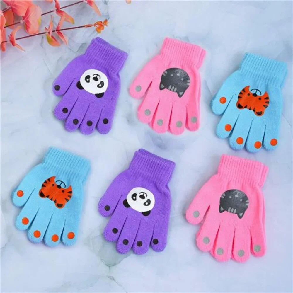 6 Pairs Kids Warm Magic Gloves Winter Stretchy Knit Gloves